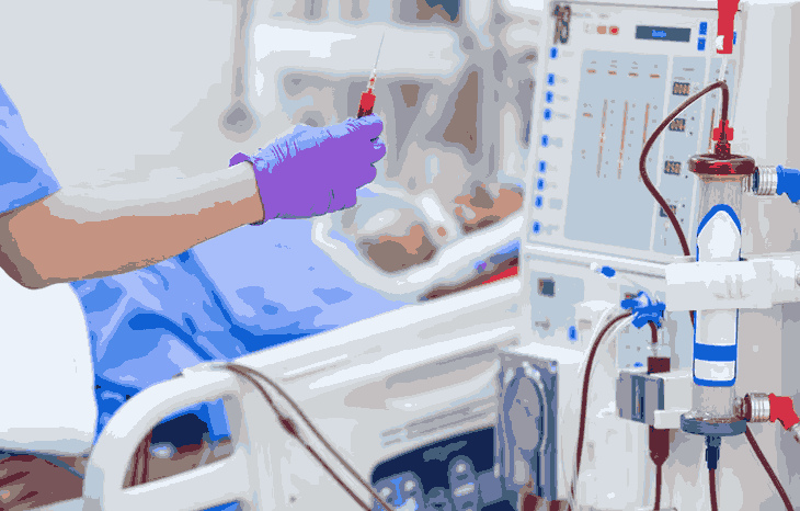 Modern dialysis equipment machine used for advanced kidney treatment
